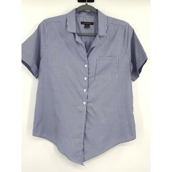French Connection Blue & White Stripe Short Sleeve Women's Shirt Size XS - Picture 5 of 7